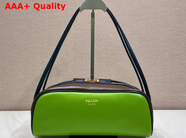 Prada Swing Smooth Leather Shoulder Bag Fern Green Ebony Baltic Blue 1BC249 Replica