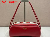Prada Swing Smooth Leather Shoulder Bag Red and Whtie 1BC249 Replica