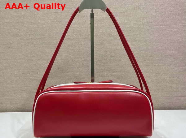 Prada Swing Smooth Leather Shoulder Bag Red and Whtie 1BC249 Replica