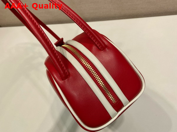 Prada Swing Smooth Leather Shoulder Bag Red and Whtie 1BC249 Replica