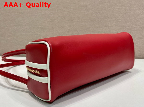 Prada Swing Smooth Leather Shoulder Bag Red and Whtie 1BC249 Replica