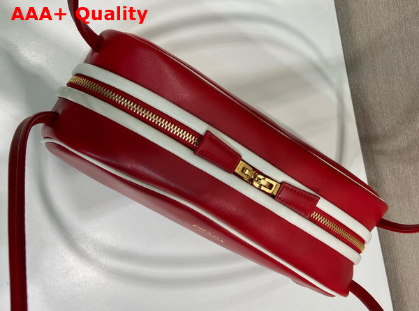 Prada Swing Smooth Leather Shoulder Bag Red and Whtie 1BC249 Replica