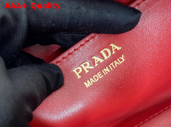 Prada Swing Smooth Leather Shoulder Bag Red and Whtie 1BC249 Replica