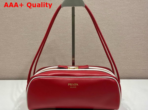 Prada Swing Smooth Leather Shoulder Bag Red and Whtie 1BC249 Replica