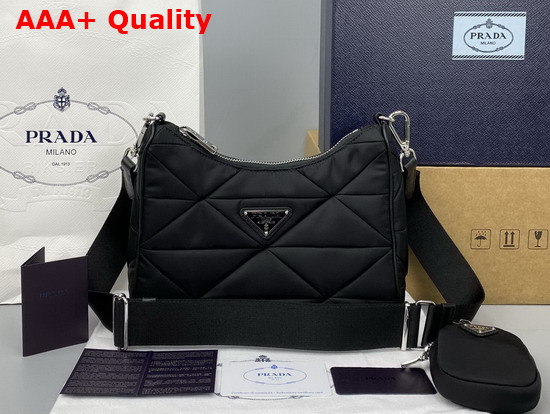 Prada System Nylon Patchwork Shoulder Bag in Black Replica