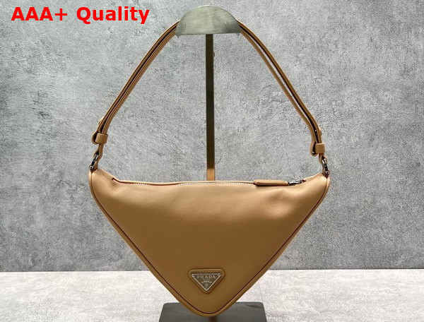 Prada Triangle Leather Pouch in Sand Beige 1NQ043 Replica