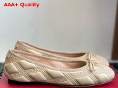 Valentino Ballet Flat in Beige Quilted Lambskin Replica