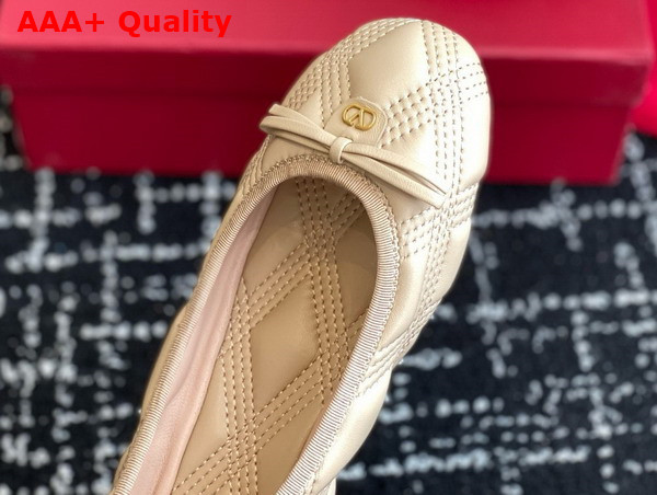 Valentino Ballet Flat in Beige Quilted Lambskin Replica