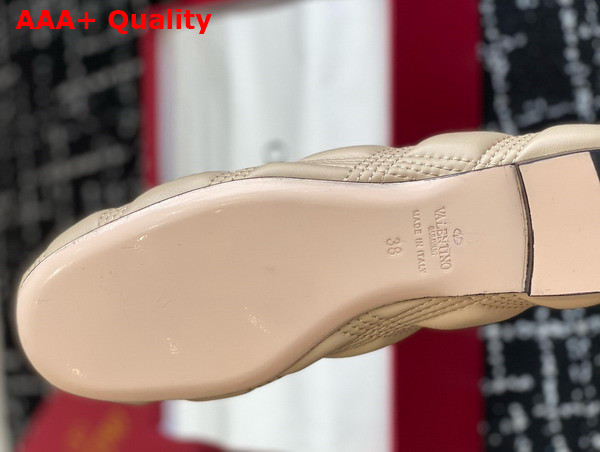Valentino Ballet Flat in Beige Quilted Lambskin Replica