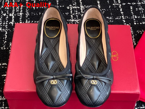 Valentino Ballet Flat in Black Quilted Lambskin Replica