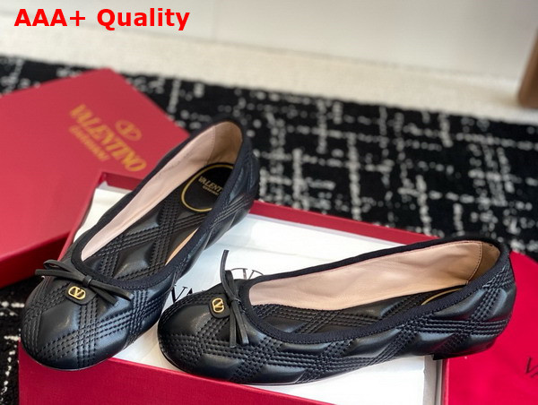 Valentino Ballet Flat in Black Quilted Lambskin Replica