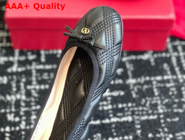 Valentino Ballet Flat in Black Quilted Lambskin Replica