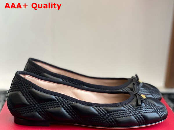Valentino Ballet Flat in Black Quilted Lambskin Replica