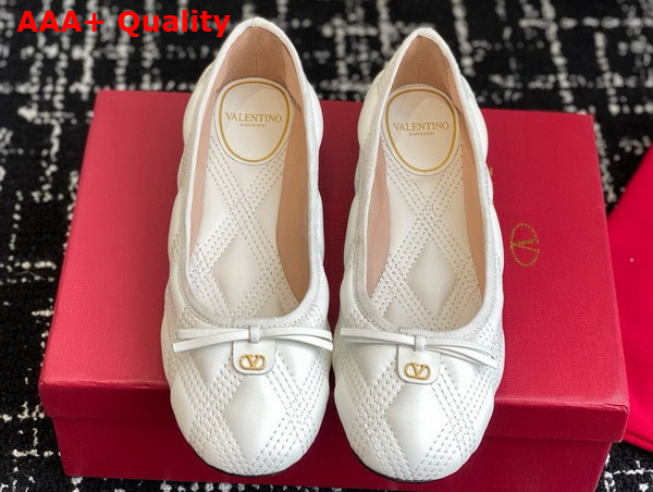 Valentino Ballet Flat in White Quilted Lambskin Replica