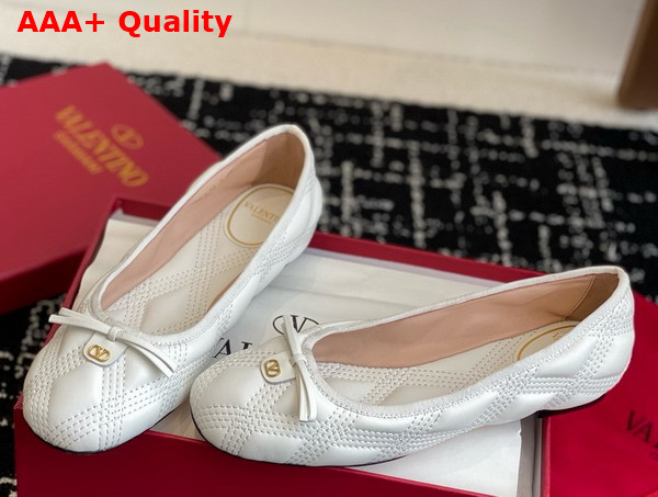 Valentino Ballet Flat in White Quilted Lambskin Replica