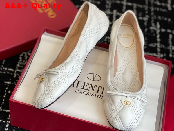 Valentino Ballet Flat in White Quilted Lambskin Replica