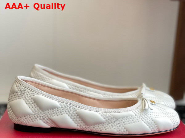 Valentino Ballet Flat in White Quilted Lambskin Replica