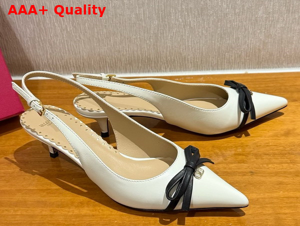 Valentino Garavani Bepointy Kidskin Slingback Pump in Ivory Replica