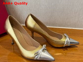 Valentino Garavani Bepointy Leather Pump Gold and Silver Replica