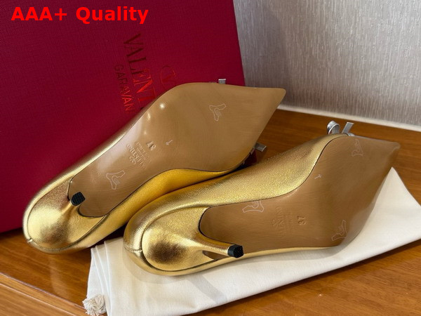 Valentino Garavani Bepointy Leather Pump Gold and Silver Replica