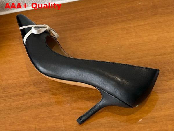 Valentino Garavani Bepointy Patent Leather and Kidskin Pump Black and Ivory Replica