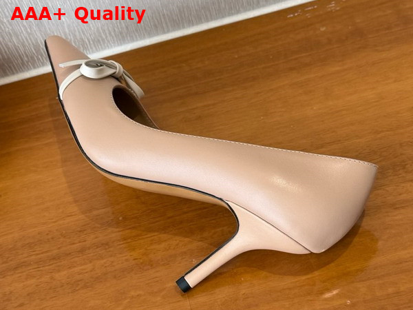 Valentino Garavani Bepointy Patent Leather and Kidskin Pump Nude and Ivory Replica