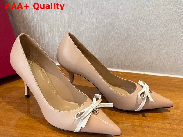 Valentino Garavani Bepointy Patent Leather and Kidskin Pump Nude and Ivory Replica