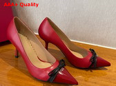 Valentino Garavani Bepointy Patent Leather and Kidskin Pump Red and Black Replica