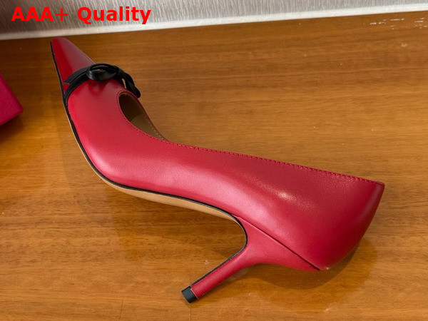 Valentino Garavani Bepointy Patent Leather and Kidskin Pump Red and Black Replica