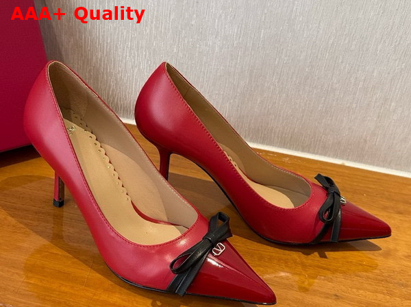 Valentino Garavani Bepointy Patent Leather and Kidskin Pump Red and Black Replica