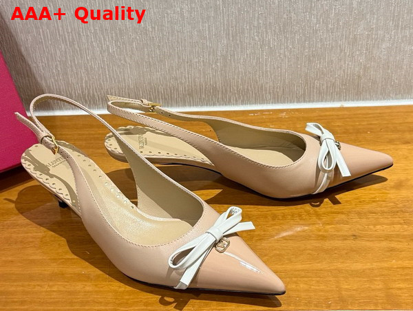 Valentino Garavani Bepointy Patent Leather and Kidskin Slingback Pump in Rose Cannelle Replica