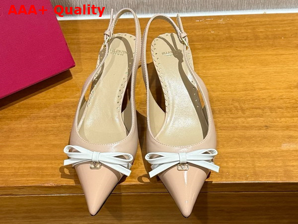 Valentino Garavani Bepointy Patent Leather and Kidskin Slingback Pump in Rose Cannelle Replica