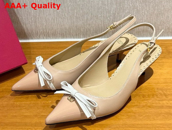 Valentino Garavani Bepointy Patent Leather and Kidskin Slingback Pump in Rose Cannelle Replica