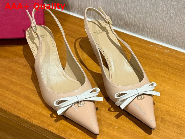 Valentino Garavani Bepointy Patent Leather and Kidskin Slingback Pump in Rose Cannelle Replica