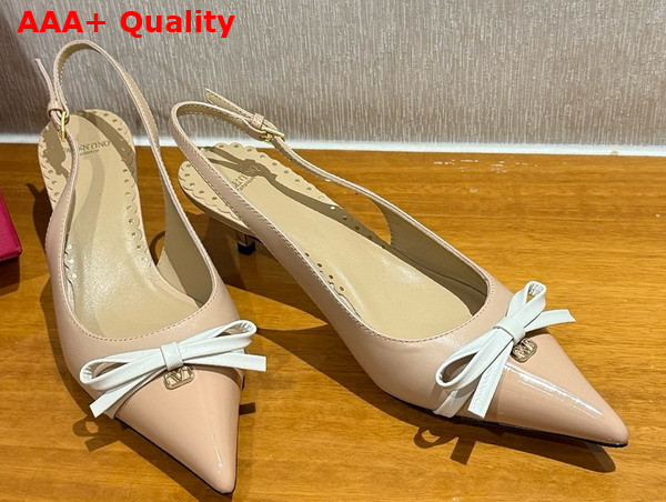 Valentino Garavani Bepointy Patent Leather and Kidskin Slingback Pump in Rose Cannelle Replica