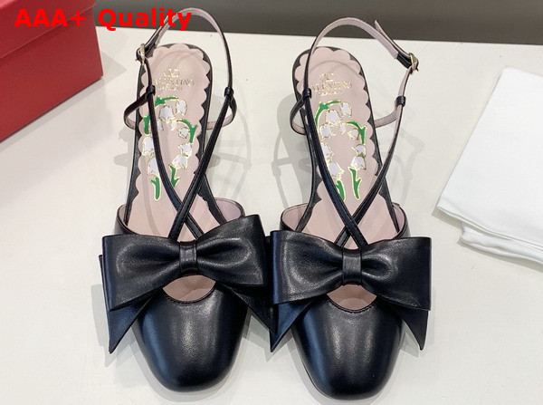 Valentino Garavani Bowow Kidskin Slingback Pump with Bow Detail Black Replica