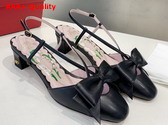 Valentino Garavani Bowow Kidskin Slingback Pump with Bow Detail Black Replica