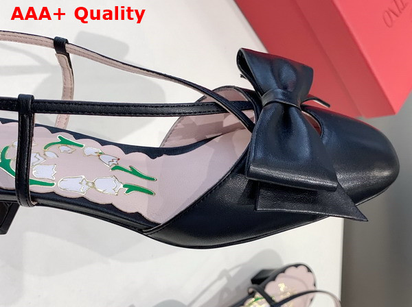 Valentino Garavani Bowow Kidskin Slingback Pump with Bow Detail Black Replica