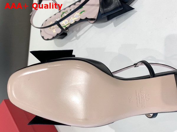 Valentino Garavani Bowow Kidskin Slingback Pump with Bow Detail Black Replica