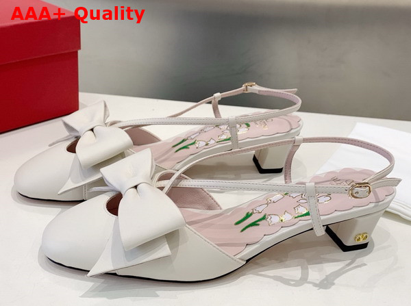 Valentino Garavani Bowow Kidskin Slingback Pump with Bow Detail Ivory Replica