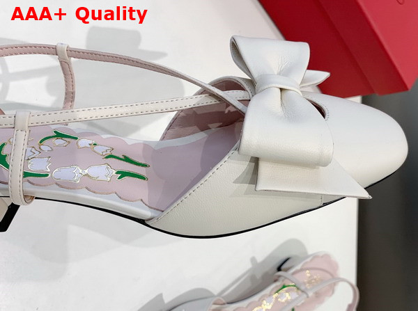 Valentino Garavani Bowow Kidskin Slingback Pump with Bow Detail Ivory Replica