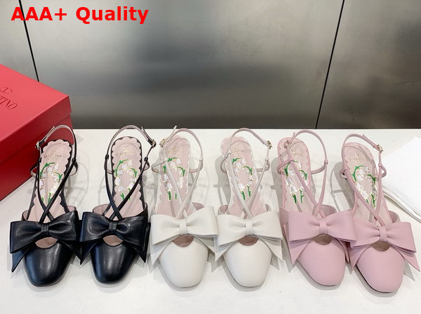 Valentino Garavani Bowow Kidskin Slingback Pump with Bow Detail Ivory Replica