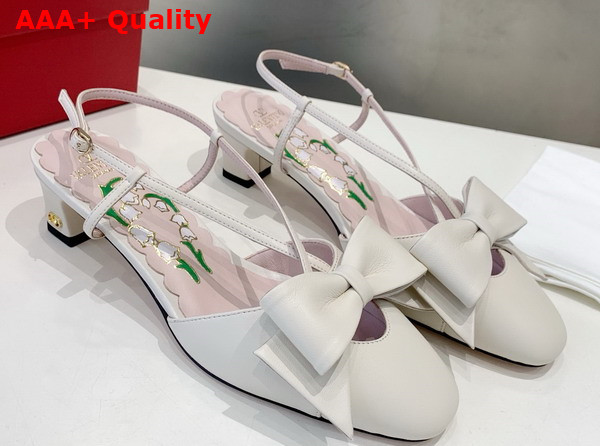 Valentino Garavani Bowow Kidskin Slingback Pump with Bow Detail Ivory Replica