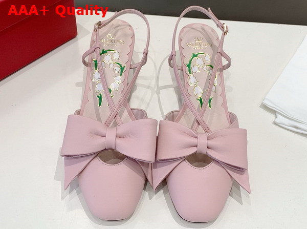 Valentino Garavani Bowow Kidskin Slingback Pump with Bow Detail Pink Replica