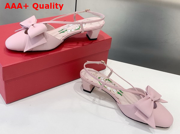 Valentino Garavani Bowow Kidskin Slingback Pump with Bow Detail Pink Replica