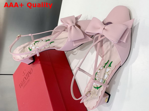 Valentino Garavani Bowow Kidskin Slingback Pump with Bow Detail Pink Replica