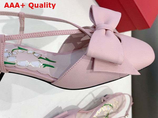 Valentino Garavani Bowow Kidskin Slingback Pump with Bow Detail Pink Replica