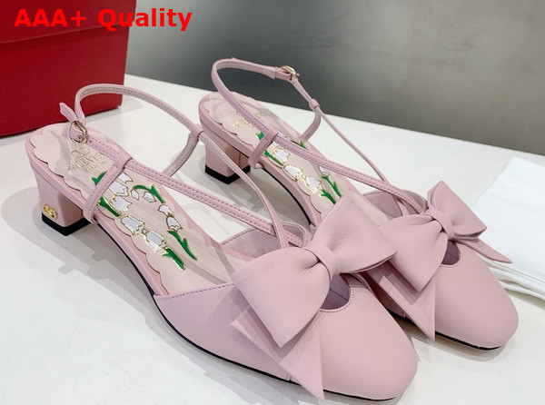 Valentino Garavani Bowow Kidskin Slingback Pump with Bow Detail Pink Replica