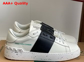 Valentino Garavani Calfskin Open Sneaker in White with Stripe Replica