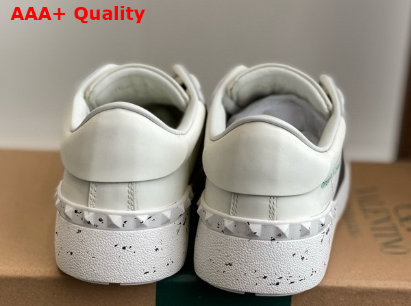 Valentino Garavani Calfskin Open Sneaker in White with Stripe Replica